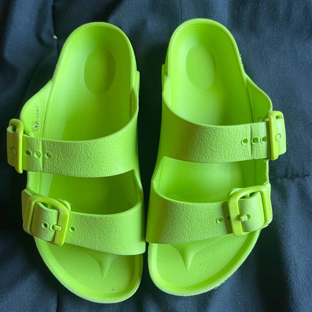 Kids Birkenstocks- size 12 - bright yellow/ green - worn for one summer